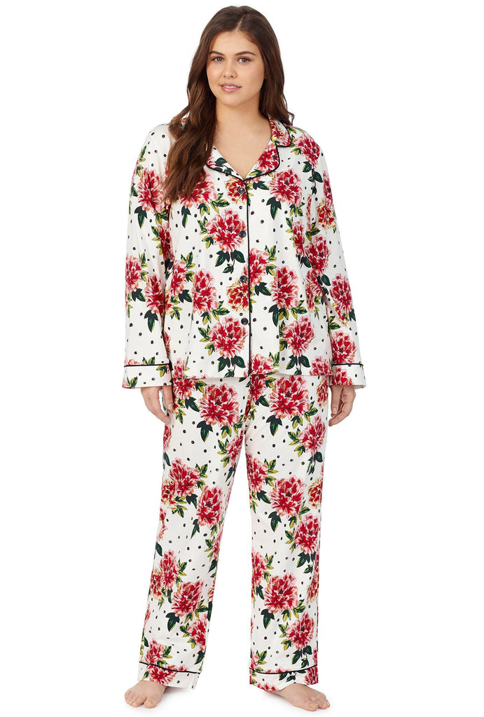 Room to Bloom Long Sleeve Classic Stretch Jersey PJ Set Extended Sizes