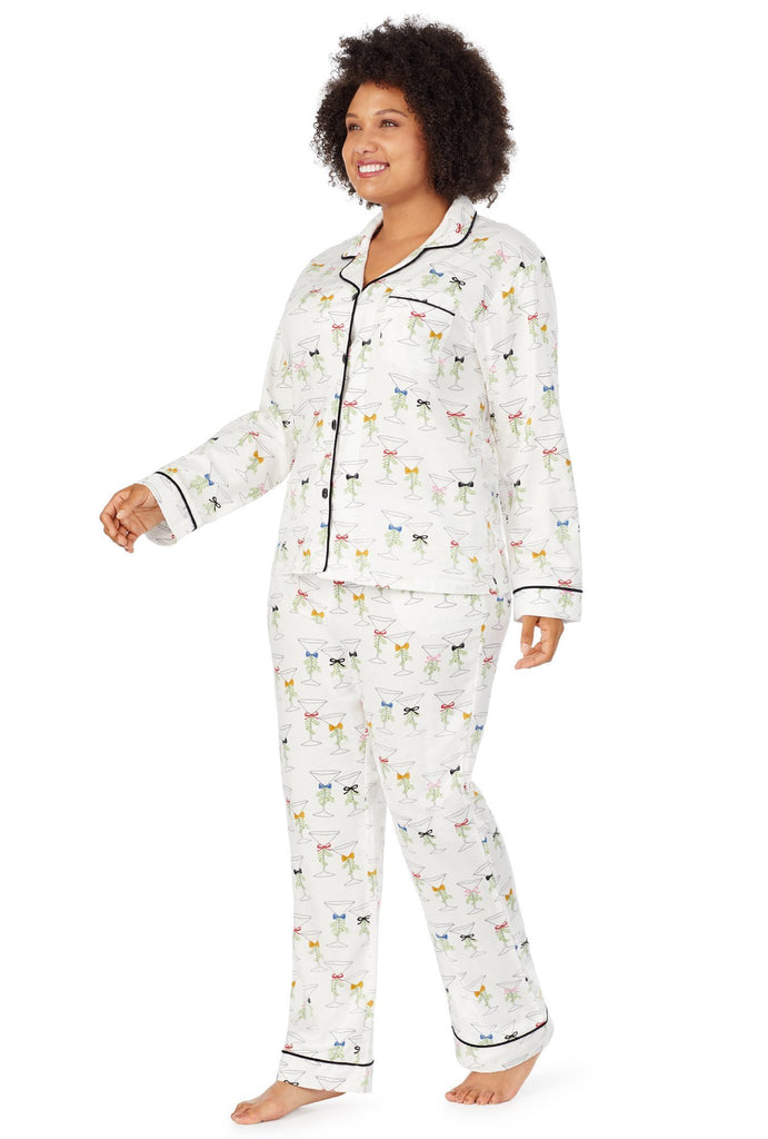 Martinis & Mistletoe Flannel Long Sleeve Classic PJ Set