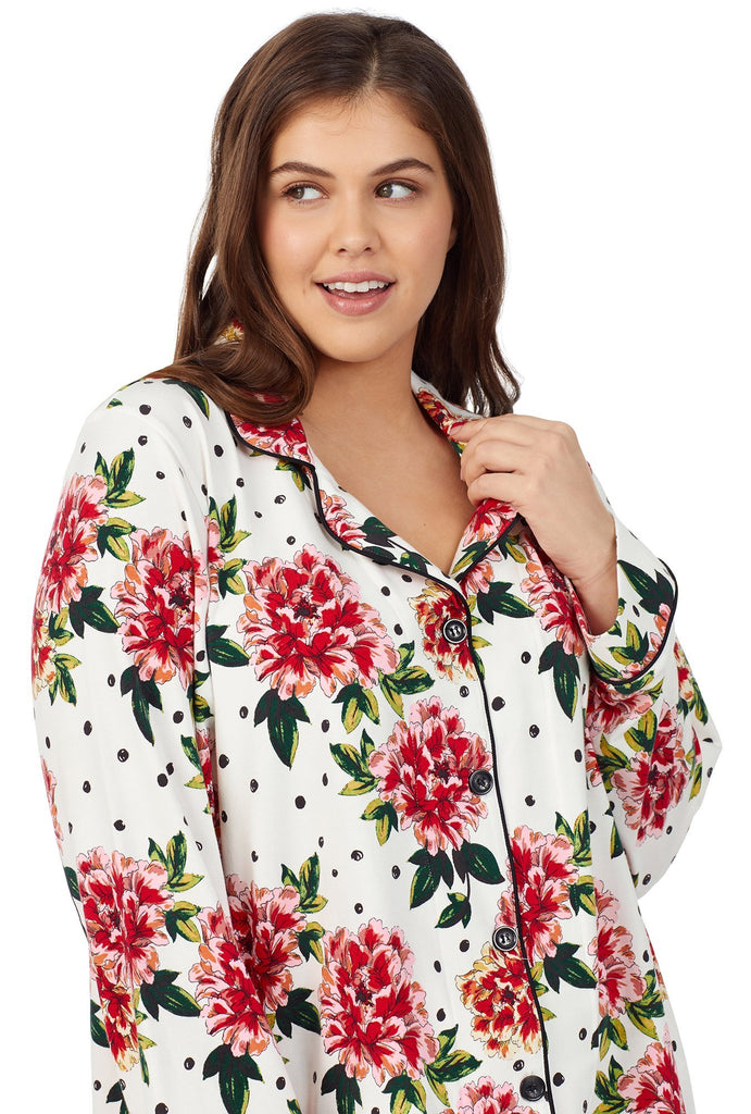 Room to Bloom Long Sleeve Classic Stretch Jersey PJ Set Extended Sizes