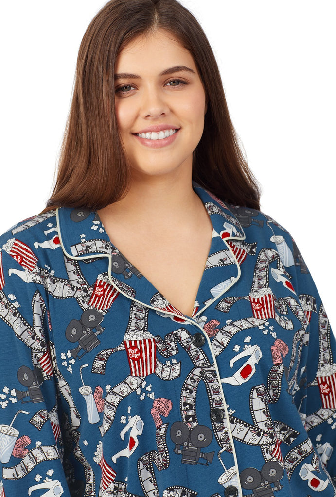 Movie Night Long Sleeve Classic Stretch Jersey PJ Set